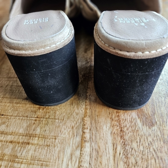 Eileen Fisher Hiya Clog Mule Womens 11 Platform Block Heel Beige Suede - Picture 7 of 8